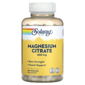 Solaray Citrate de magnesium 400 mg 180 capsules végétales (133 mg pièce)