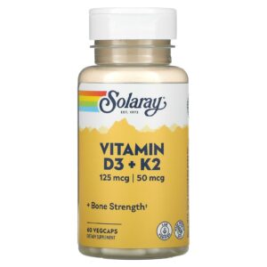 Solaray Vitamines D3 et K2 Sans soja 60 VegCaps