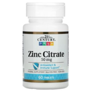21st Century Citrate de zinc 50 mg 60 comprimés