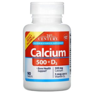 21st Century Calcium 500 + D3, 90 comprimés