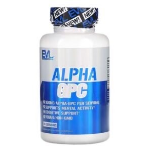Evlution Nutrition Alpha GPC, 300 mg,Favorise l'activité mentale Soutien cognitif 60 capsules