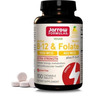 Jarrow Formulas Methyl B-12 & Methyl Folate, Citron 100 comprimés