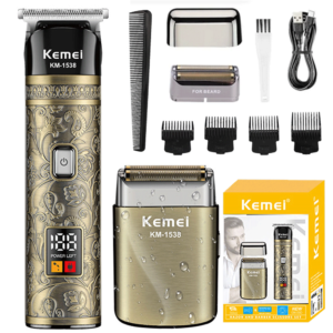 Kemei km-1538 rasoir électrique ensemble de tondeuse à cheveux métal étanche Usb charge Rechargeable tête rasoir