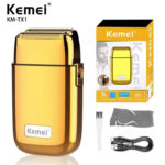 Kemei KM-TX1 Rasoir électrique rechargeable Avec chargement USB, en métal, pour homme.