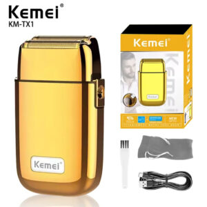 Kemei KM-TX1 Rasoir électrique rechargeable Avec chargement USB, en métal, pour homme.
