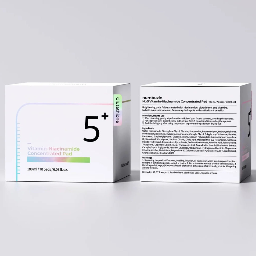 Numbuzin No.5+ Vitamin-Niacinamide Concentrated Pad 180 ml (70 pads) – Image 7