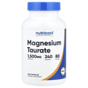 Nutricost, Taurate de magnésium, 240 capsules (500 mg pièce)