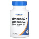Nutricost Vitamin K2 MK7, 100 mcg Vitamin D3 5000 IU, 120 capsules