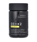 Sports Research Vitamine D3 K2 Avec Coconut Oil, 60 Capsules