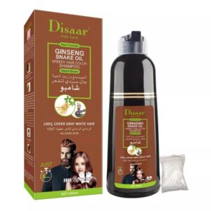 Disaar Shampooing Colorant Marron pour Cheveux à base de ginseng et d'huile de serpent
