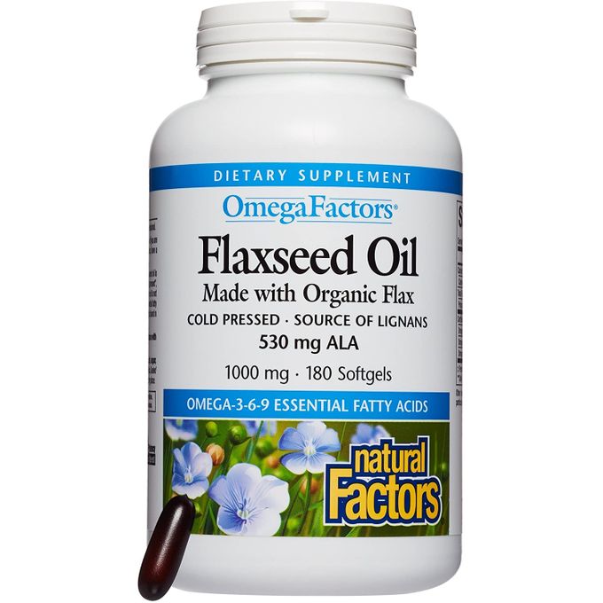 Natural Factors Flaxseed Oil - Huile de graines de lin - 1000 mg , 180 Softgels