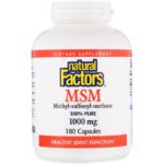 Natural Factors MSM, Méthyl-Sulfonyl-Méthane, 1 000 mg, 180 Gélules