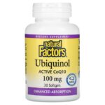 Natural Factors Ubiquinol, Active CoQ10, 100 mg, 30 Softgels