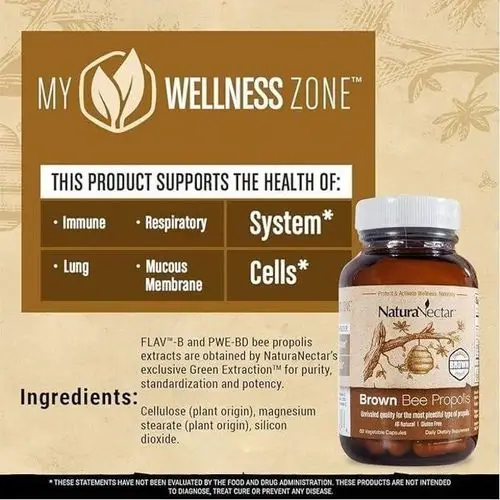 Natura Nectar Brown Bee Propolis, 60 Vegetable Capsules – Image 5