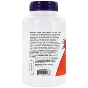 Now Foods pantothénique Acide 500 mg, 250 capsules végétariennes