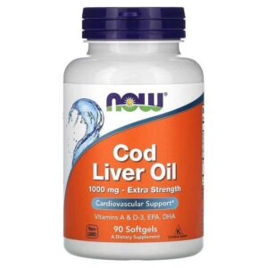 Now Foods Cod Liver Oill ( Huile de foie de morue ) Extrapuissante, 1000 mg, 90 capsules