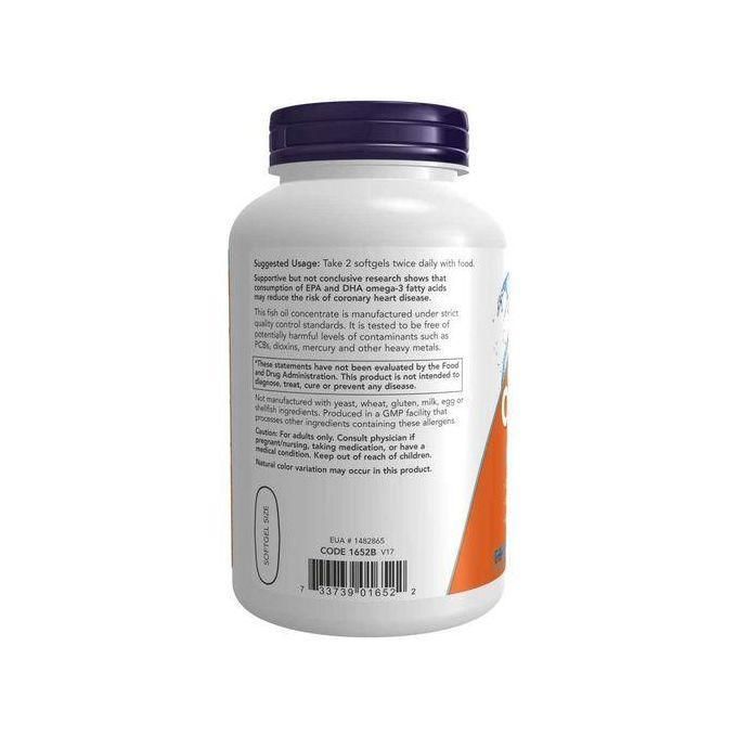 Now Foods Oméga-3, 1000mg, EPA 180 mg/DHA 120 mg, 200 capsules – Image 3