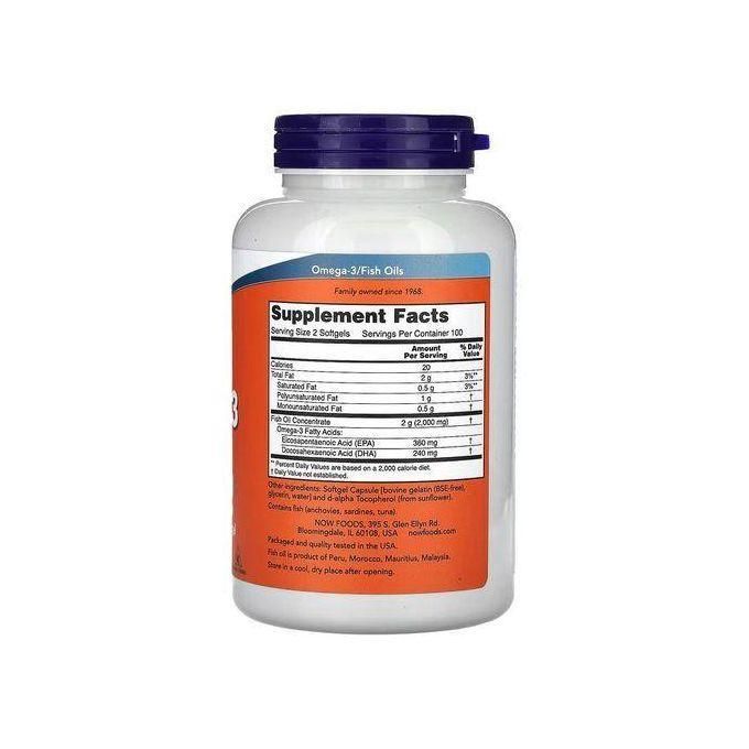 Now Foods Oméga-3, 1000mg, EPA 180 mg/DHA 120 mg, 200 capsules – Image 4