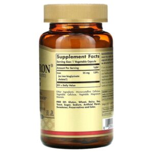 Solgar Gentle Iron, 25 mg, 180 capsules végétales