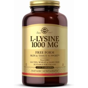 Solgar L-Lysine, Forme libre, 1000 mg, 250 comprimés