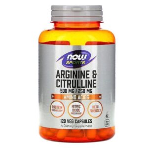Now Foods Sports, Arginine et citrulline, 120 capsules végétariennes